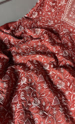 Load image into Gallery viewer, Women's Lakhnavi Handcrafted Munga Silk Chikankari Kurta And Dupatta Set- HONC0282386