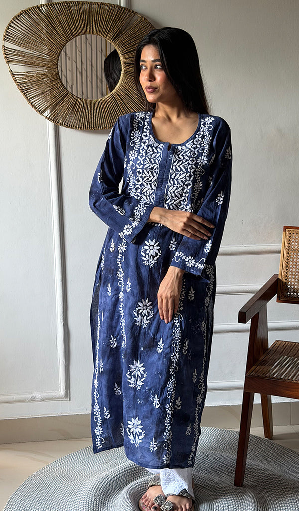 Women's Lucknowi Handcrafted Cotton Chikankari Kurti - HONC0348446