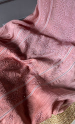 将图像加载到图库查看器中， Women's Lakhnavi Handcrafted Mul Chanderi Semi - Stitched Kurta And Dupatta Set - HONC0284752