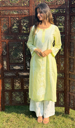 将图像加载到图库查看器中， Women&#39;s Lucknowi Handcrafted Cotton Chikankari Kurti - HONC0217320
