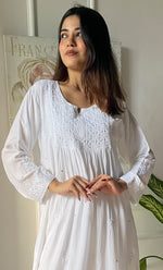 Load image into Gallery viewer, Women&#39;s Lucknowi Handcrafted Modal Cotton Chikankari Kurti - HONC0202171
