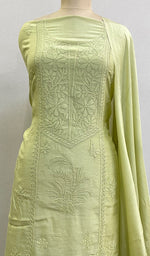 Load image into Gallery viewer, Women&#39;s Lucknowi Handcrafted Muslin Chikankari Suit Material - HONC0146099
