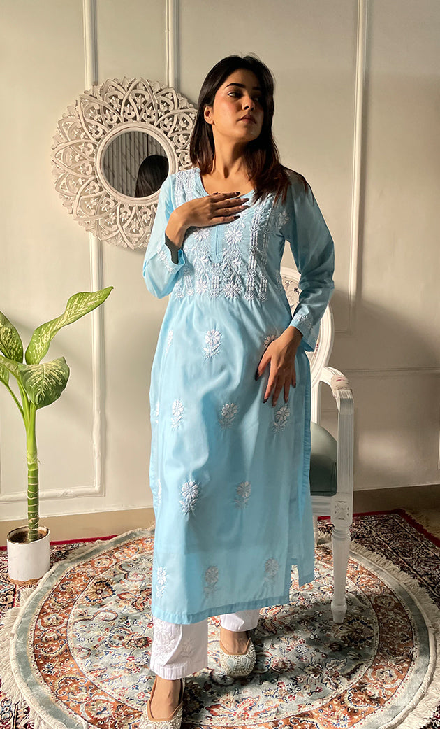 Women's Lucknowi Handcrafted Cotton Chikankari Kurti - HONC0330772