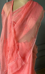 Load image into Gallery viewer, Women&#39;s Lucknowi Handcrafted Pure Organza Silk Chikankari Saree - HONC0297168
