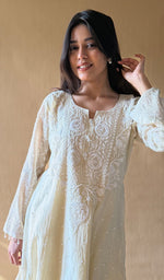 Load image into Gallery viewer, Laiba Women's Lucknowi Handcrafted Mul Chanderi Stitched Chikankari Anarkali , Dupatta With pant Set- HONC0354799