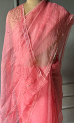Load image into Gallery viewer, Amna Women&#39;s Lucknowi Handcrafted Pure Organza Silk Chikankari Saree - HONC0283192
