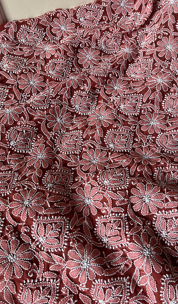 Women's Lucknowi Handcrafted Faux-Georgette Chikankari Suit Material - HONC0263425