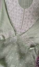 Load image into Gallery viewer, Women's Lakhnavi Handcrafted Mul Chanderi Semi - Stitched Kurta And Dupatta Set - HONC0348596