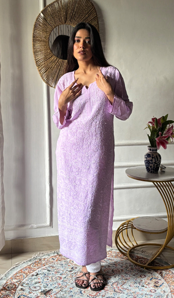 Aparna Women's Lakhnavi Handcrafted Cotton Chikankari Kurti - HONC0343824