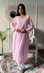 Load image into Gallery viewer, Women's Lucknowi Handcrafted Cotton Chikankari Kurti - HONC0330710