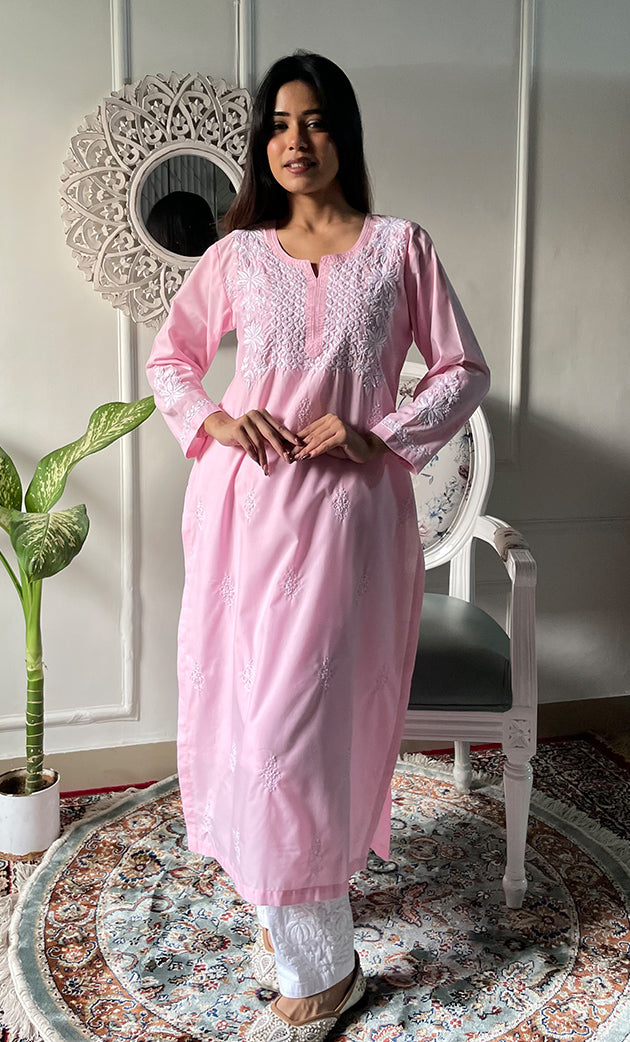 Women's Lucknowi Handcrafted Cotton Chikankari Kurti - HONC0330710