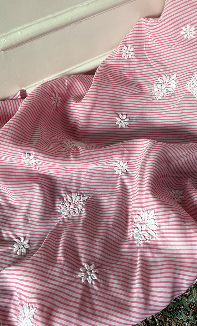 Shumaira Women's Lakhnavi Handcrafted Cotton Chikankari Unstitched Kurti Fabric - HONC0326380