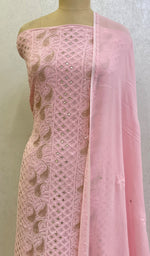 Load image into Gallery viewer, Women&#39;s Lakhnavi Handcrafted Viscose Georgette Chikankari Full Suit Material - HONC0142347