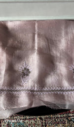 Load image into Gallery viewer, Women's Lakhnavi Handcrafted Pure Organza Chikankari Unstitched Kurta And Dupatta Set- HONC0341958