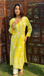 Load image into Gallery viewer, Asma Women&#39;s Lucknowi Handcrafted Crepe Chikankari Kurti- HONC0249487
