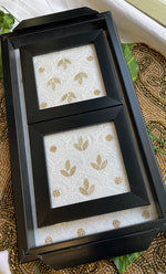 将图像加载到图库查看器中， Handcrafted Chikankari Tray with Two Coasters – Wooden Frame - HONC0310959
