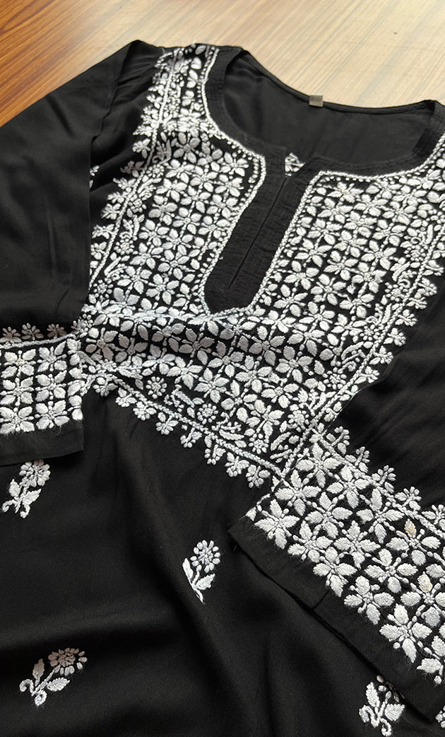 Women's Lucknowi Handcrafted Modal Cotton Chikankari Kurti - HONC0298738