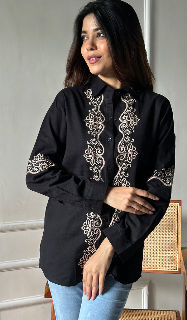 Women's Lucknowi Handcrafted Slub Cotton Chikankari Top - HONC0299180