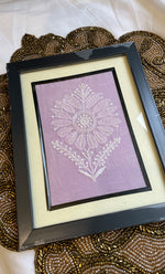 Load image into Gallery viewer, Chikankari Momento Frame – Handcrafted Embroidery (7x 9 Inch, Purple ) - HONC0269442
