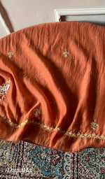 Orange Pure Mul Chanderi Chikankari 3 Pc Unstitched Suit Set