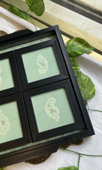 Load image into Gallery viewer, Handcrafted Chikankari Embroidered Wooden Coaster Set – (Set of 4) - HONC0313508
