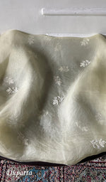 将图像加载到图库查看器中， Women's Lakhnavi Handcrafted Pure Organza Chikankari Unstitched Full Suit Material - HONC0361467