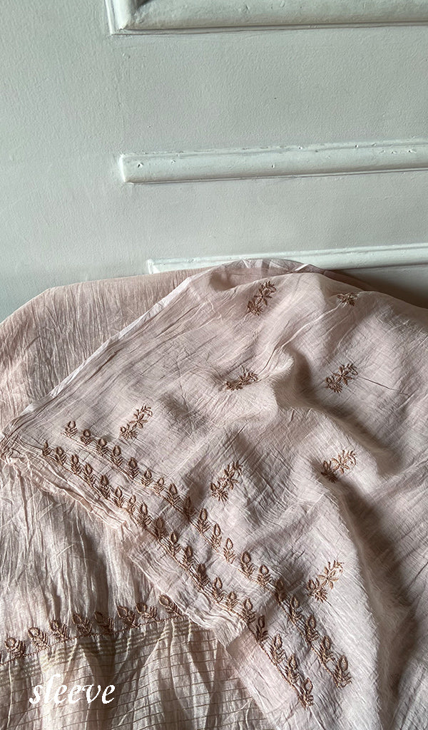 Women's Lakhnavi Handcrafted Mul Chanderi Unstitched Chikankari Full Suit - HONC0334730