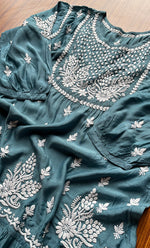 Load image into Gallery viewer, Women&#39;s Lucknowi Handcrafted Muslin Chikankari Kurti - HONC0148253
