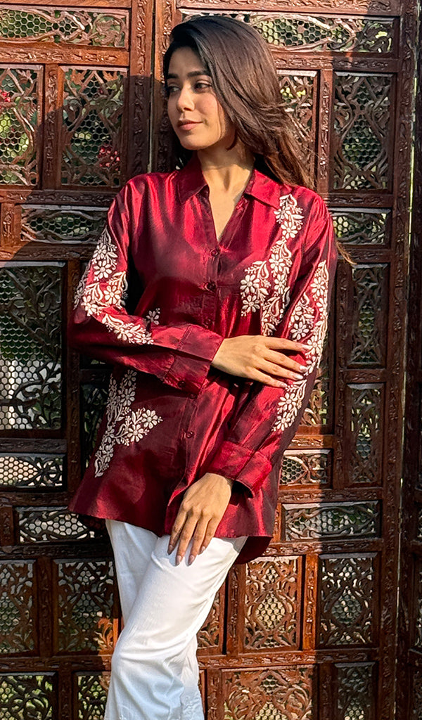 Pure banglore silk top with fine Chikankari