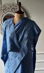 Load image into Gallery viewer, Women's Lakhnavi Handcrafted Pure Silk Georgette Chikankari Saree - HONC0318707