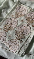 Zubina Women's Lakhnavi Handcrafted Viscose Georgette Chikankari Unstitched Full Suit Material - HONC0203909