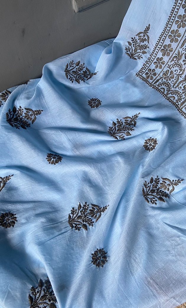 Women's Lakhnavi Handcrafted Pure Cotton UnStitched Kurta And Dupatta Set - HONC0245289