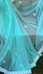 Load image into Gallery viewer, Women&#39;s Lakhnavi Handcrafted Faux-Georgette Chikankari Saree - HONC0188878
