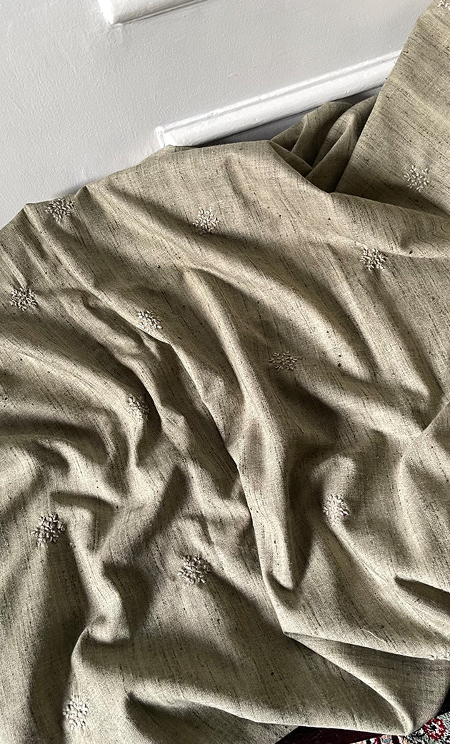 Lucknowi Handcrafted Cotton Chikankari Unstitched Men's Kurta Fabric - HONC0306857