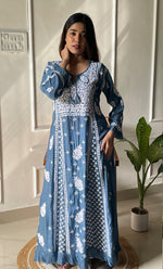 Load image into Gallery viewer, Women&#39;s Lucknowi Handcrafted Muslin Chikankari Kurti - HONC0292600
