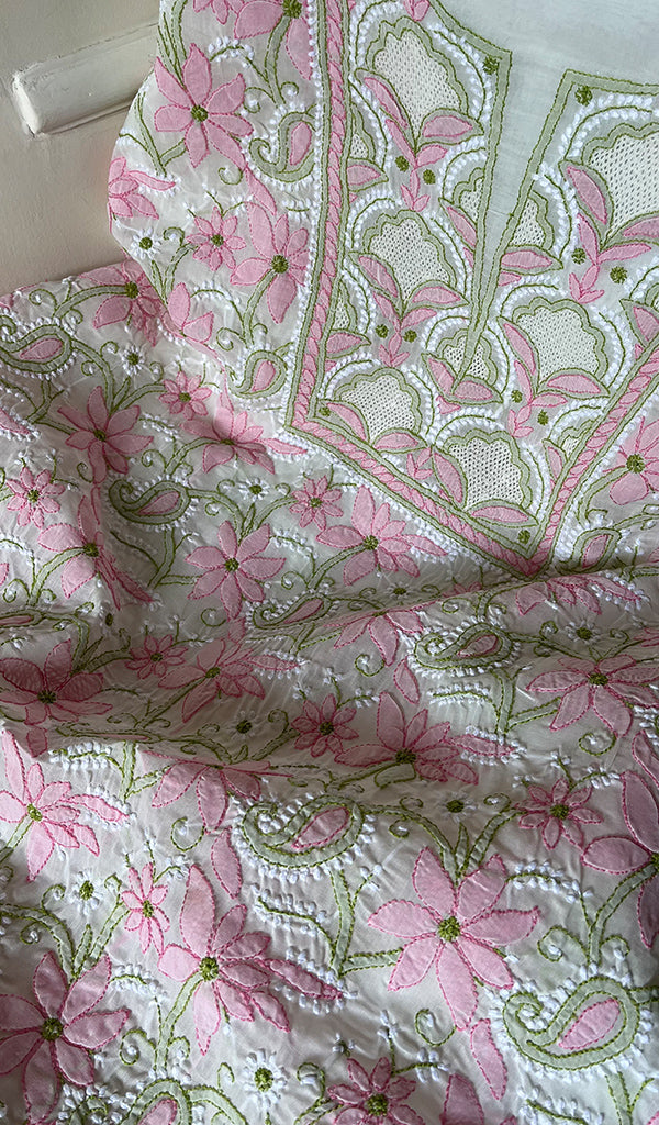 Women's Lakhnavi Handcrafted Cotton Chikankari Suit Material - HONC0284972