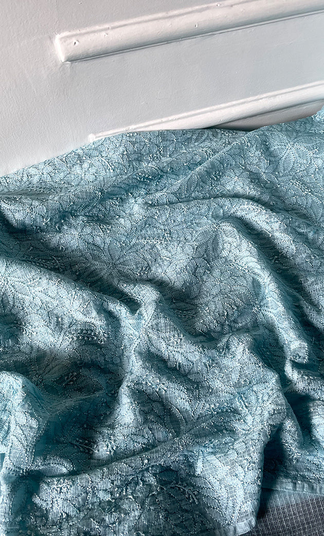 Women's Lakhnavi Handcrafted Kota Cotton Semi - Stitched Kurta And Dupatta Set- HONC0314208