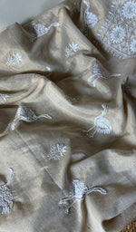 Load image into Gallery viewer, Women&#39;s Lakhnavi Handcrafted Tissue Chanderi Unstitched Kurta And Dupatta Set - HONC0278160
