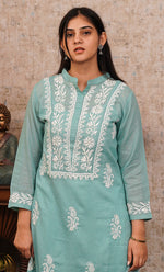 将图像加载到图库查看器中， Women&#39;s Lakhnavi Handcrafted Kota Cotton Chikankari Kurti - HONC0306029
