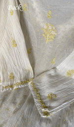 Load image into Gallery viewer, Saziya Women's Lakhnavi Handcrafted Mul Chanderi Semi - Stitched Kurta And Dupatta Set - HONC0346168