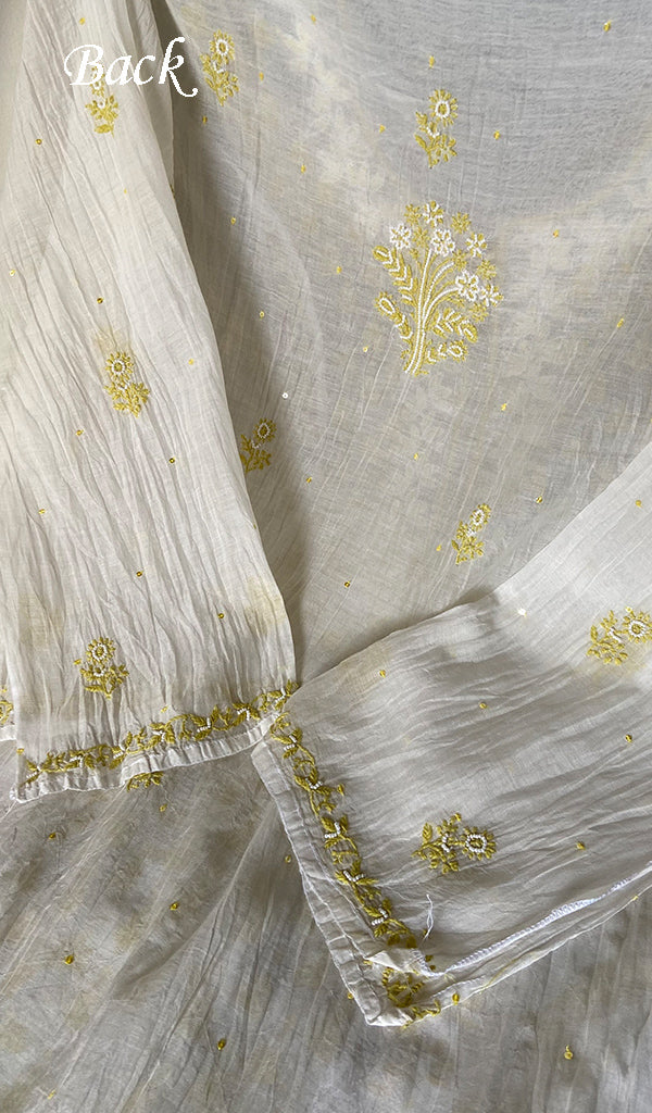 Saziya Women's Lakhnavi Handcrafted Mul Chanderi Semi - Stitched Kurta And Dupatta Set - HONC0346168