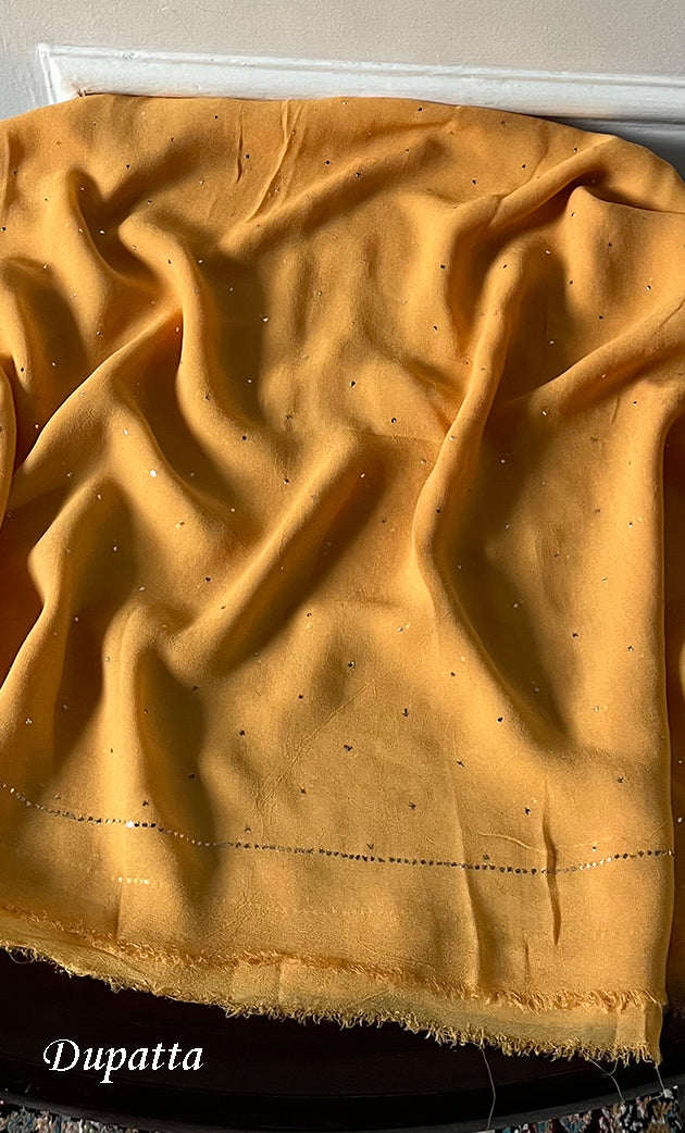 Women's Lucknowi Handcrafted Viscose Georgette Unstitched Chikankari Suit Material - HONC0336843