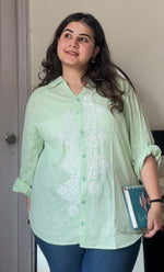 Load image into Gallery viewer, Vaani Women&#39;s Lucknowi Handcrafted Slub Cotton Chikankari Top - HONC0308312
