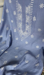 Load image into Gallery viewer, Lucknowi Handcrafted Maheshwari Mul chanderi Chikankari Unstitched Men's Kurta Fabric - HONC0300044