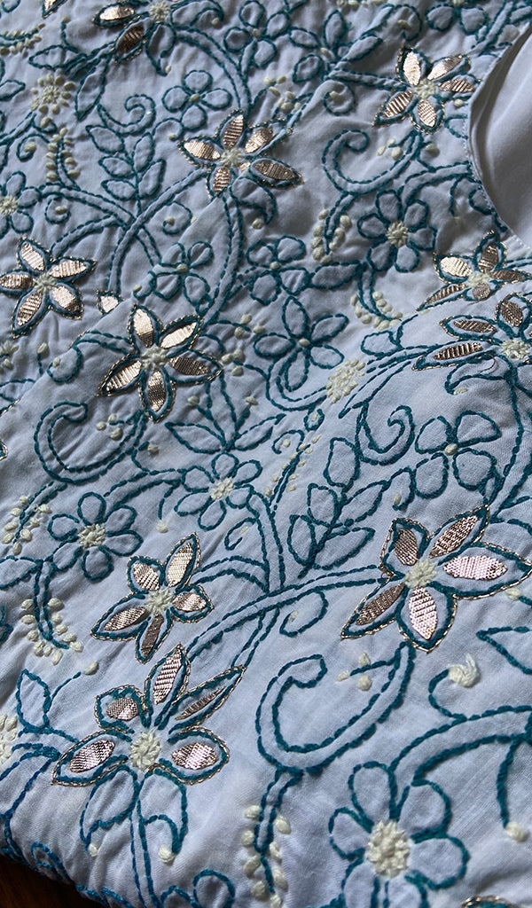 Women's Lakhnavi Handcrafted Cotton Chikankari Kurti - HONC0135352