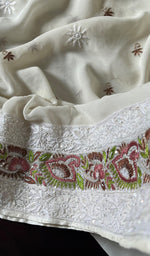 Load image into Gallery viewer, Women&#39;s Lakhnavi Handcrafted Pure Silk Georgette Chikankari Kurta and Dupatta set - HONC0271644
