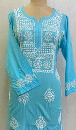 将图像加载到图库查看器中， Lucknowi Handcrafted Cotton Chikankari Kurti-HONC0148368
