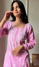 Load image into Gallery viewer, Women&#39;s Lucknowi Handcrafted Cotton Chikankari Kurti - HONC0290209
