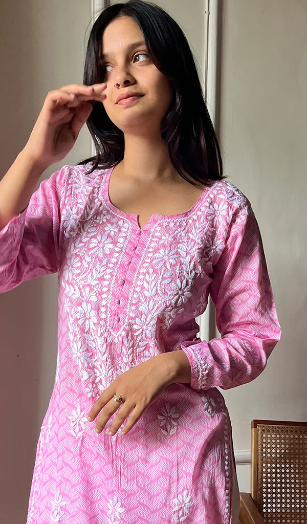 Women's Lucknowi Handcrafted Cotton Chikankari Kurti - HONC0290209