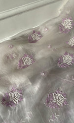 Load image into Gallery viewer, Rose Women&#39;s Lakhnavi Handcrafted Pure Organza Chikankari Unstitched Kurta And Dupatta Set- HONC0305186

